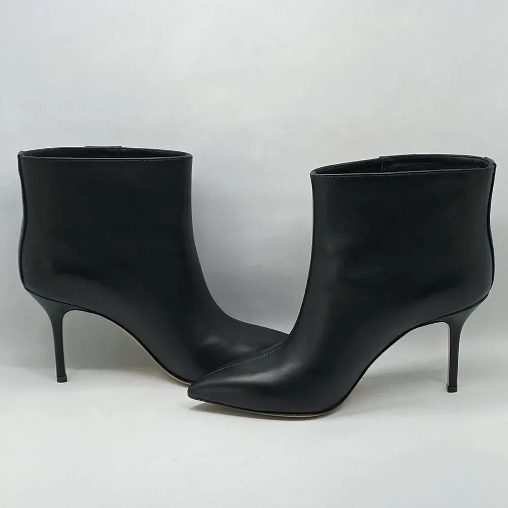 Moschino 80MM Snap-Button Leather Ankle Boots size 38